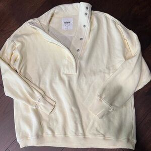 Aerie butter yellow oversized henley sweatshirt - size XS! :)